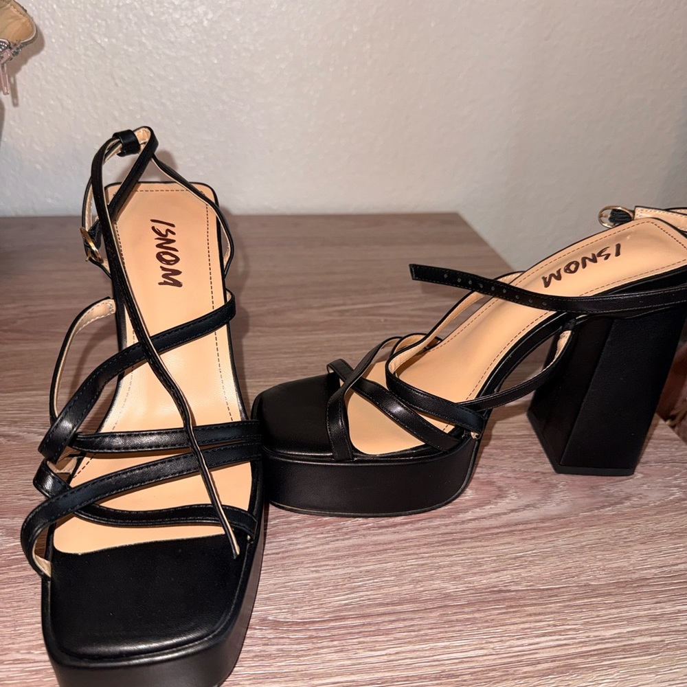 Black Strappy Women's Heels